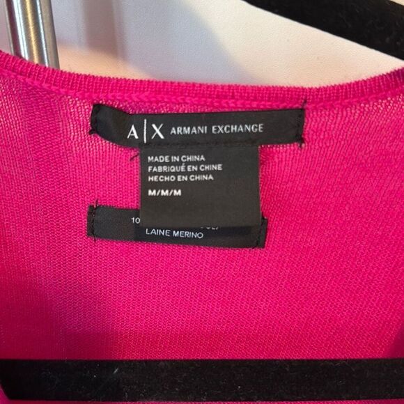 Armani exchange pink 100% Medina wool wrap blouse size medium Has small hole b - Picture 2 of 8